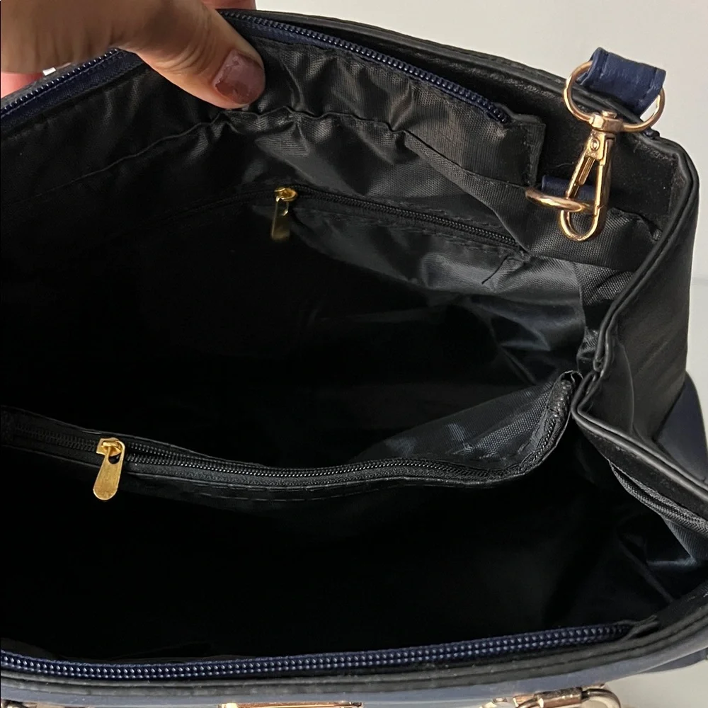 Danbaoly Navy and Black Satchel Bag